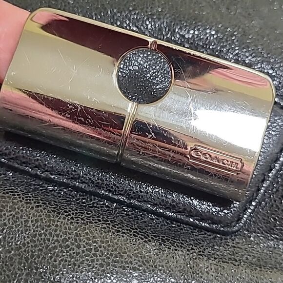 $698 COACH metallic black leather LIMITED Kristin Pinnacle LARGE TOTE BAG PURSE - Picture 14 of 16